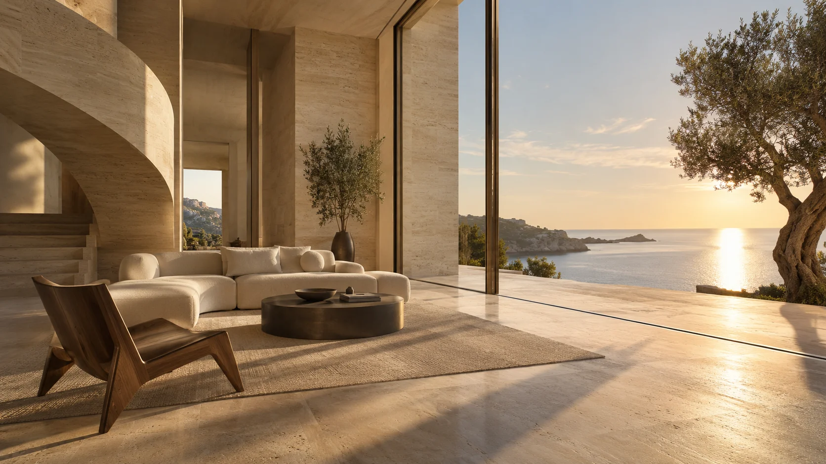 Warm architectural interior used in a concept social post